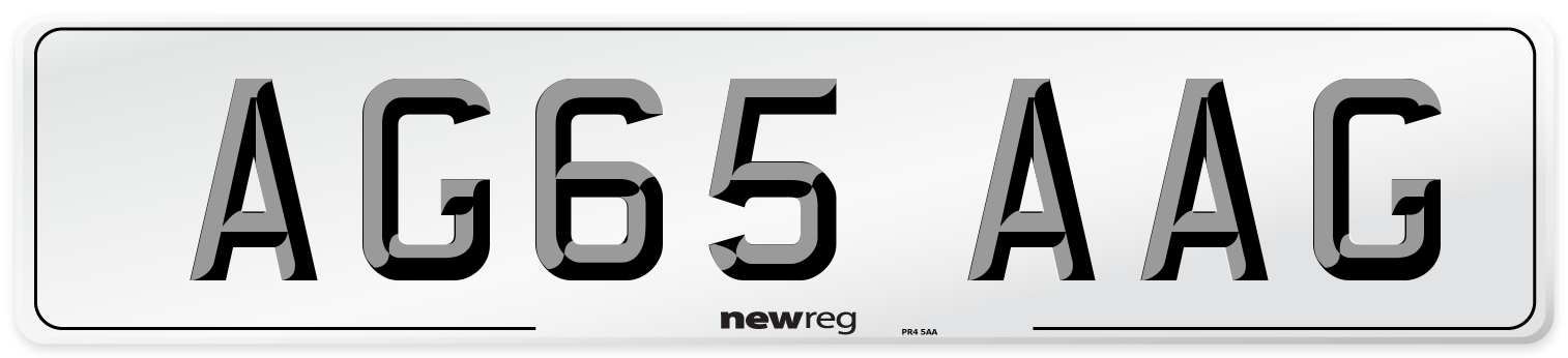 AG65 AAG Number Plate from New Reg